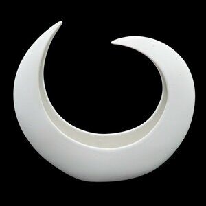 TOYO Japan MCM Crescent Moon Ikebana Solid White Ceramic Japanese Retro VTG